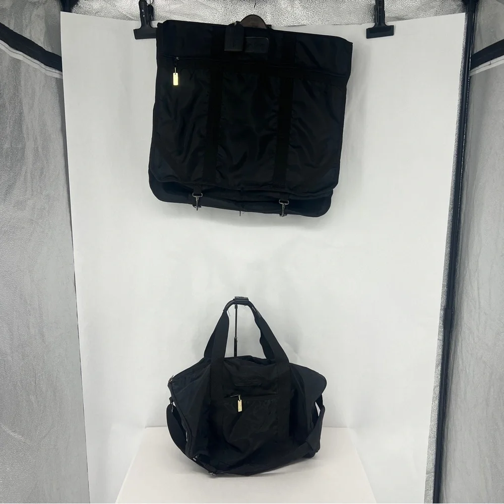 Pierre Cardin Black Travel Garment Bag duffle bag set